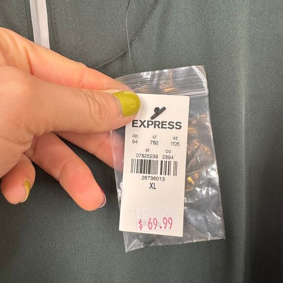Express Green Satin Tie Waist Midi Dress - Picture 4 of 6